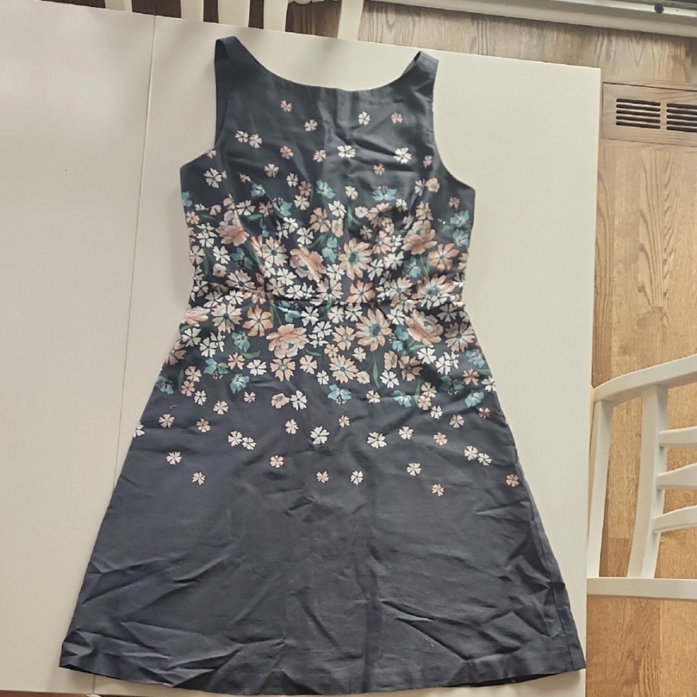 Loft Floral Gray-Blue Dress